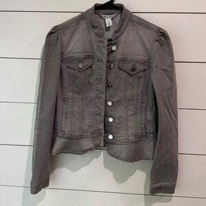 White House Black Market Charcoal Jean Jacket Sz 4